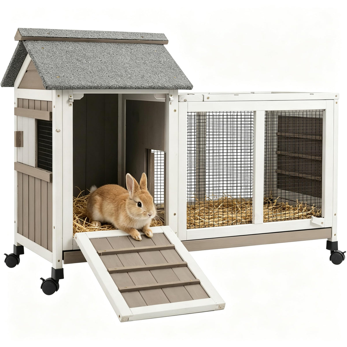 Outdoor Rabbit Hutch 2-Story Bunny Cage with Run P803