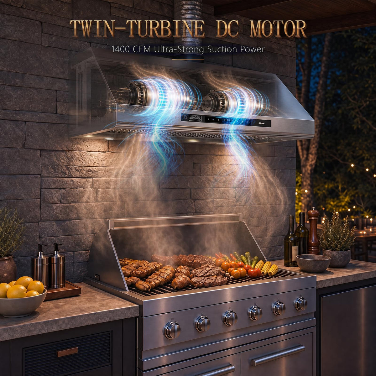 48 Inch Outdoor Range Hood with 4-Speed Fan and LED Lights Y48083