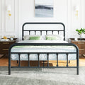 Full Size Black Metal Platform Bed Frame with Headboard R681044