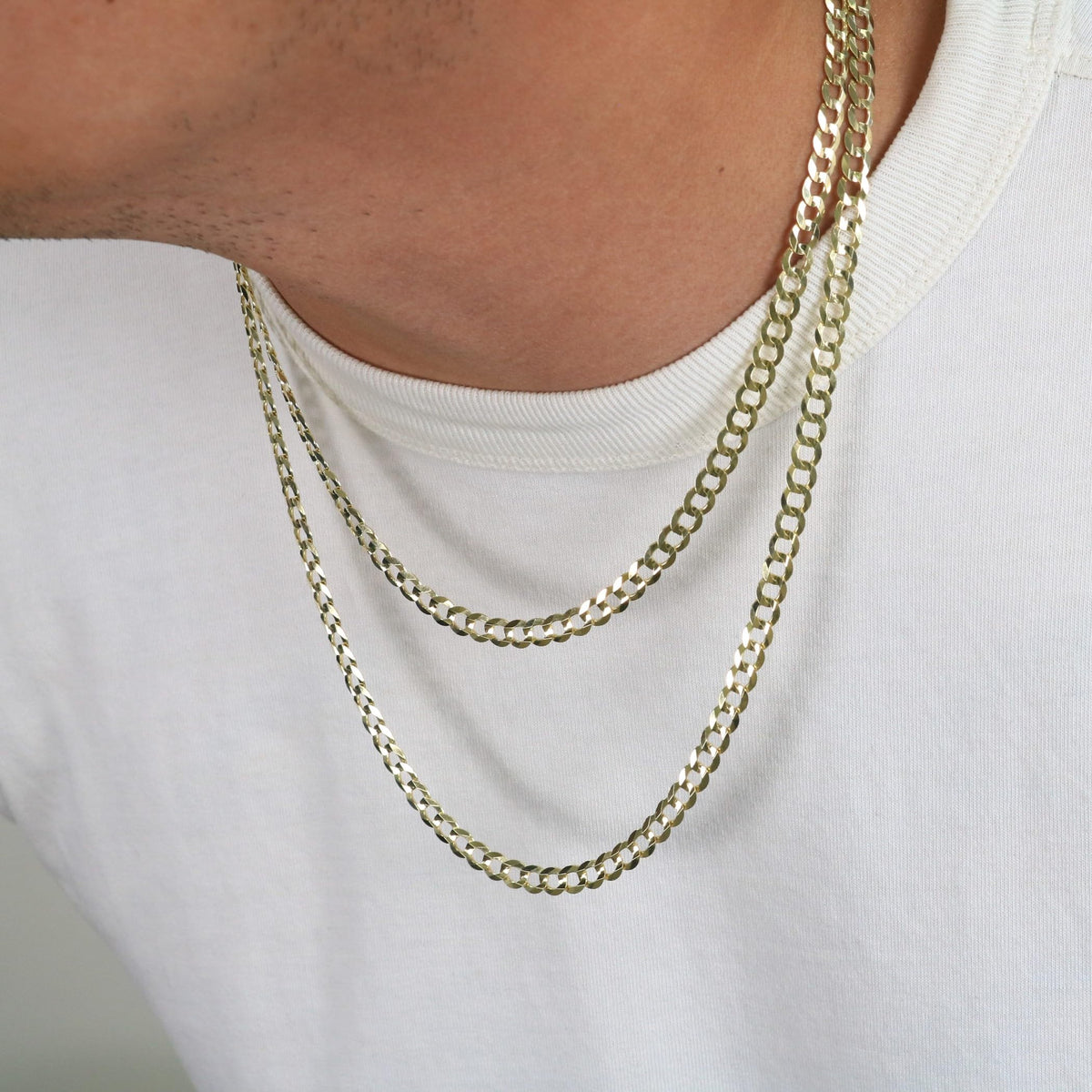 10K Yellow Gold Cuban Curb Link Chain Necklace S2098