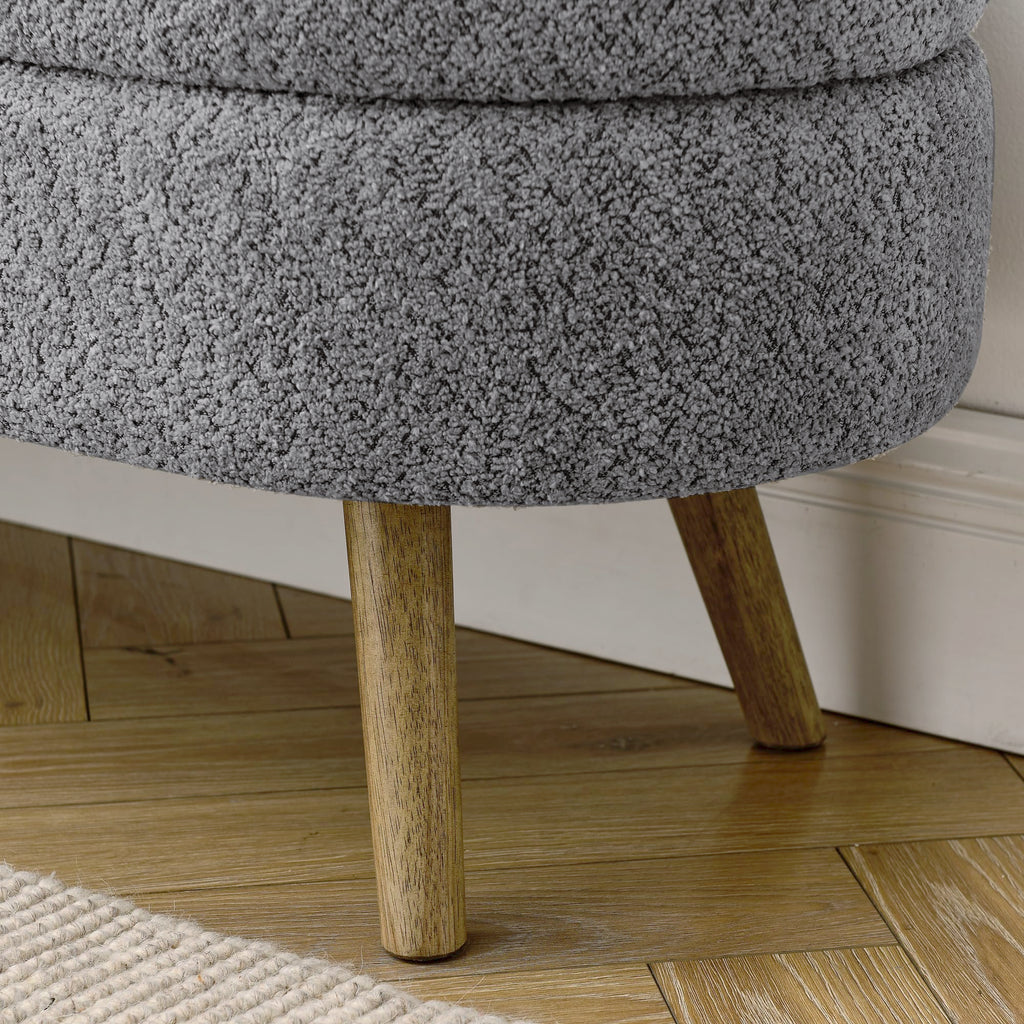 Oval Storage Bench with Rubber Wood Legs Gray O673