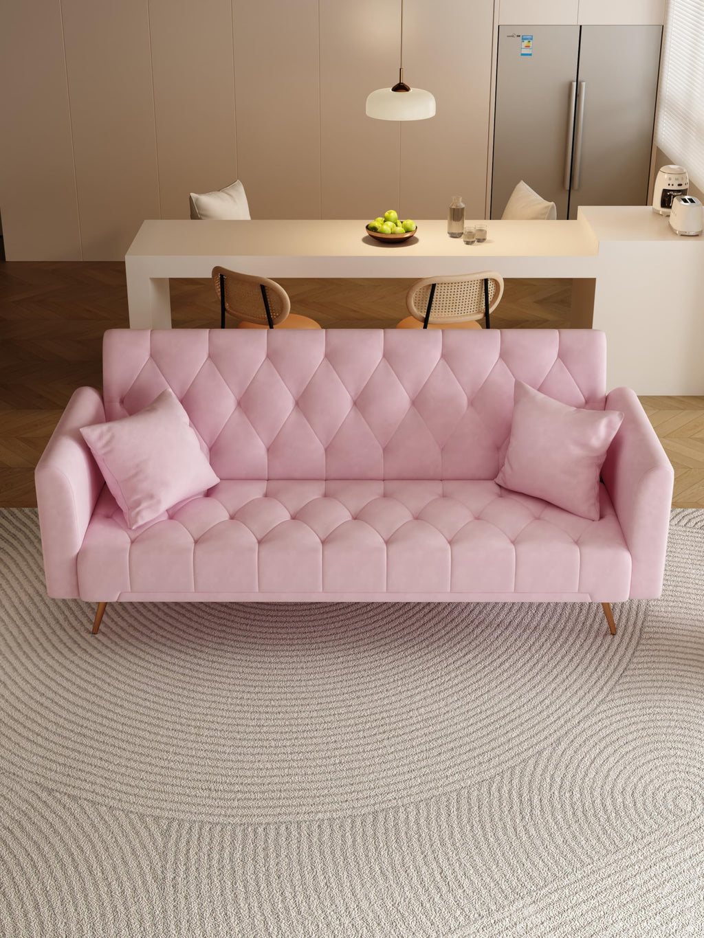 Pink Velvet 2 Seater Loveseat Sofa W627065