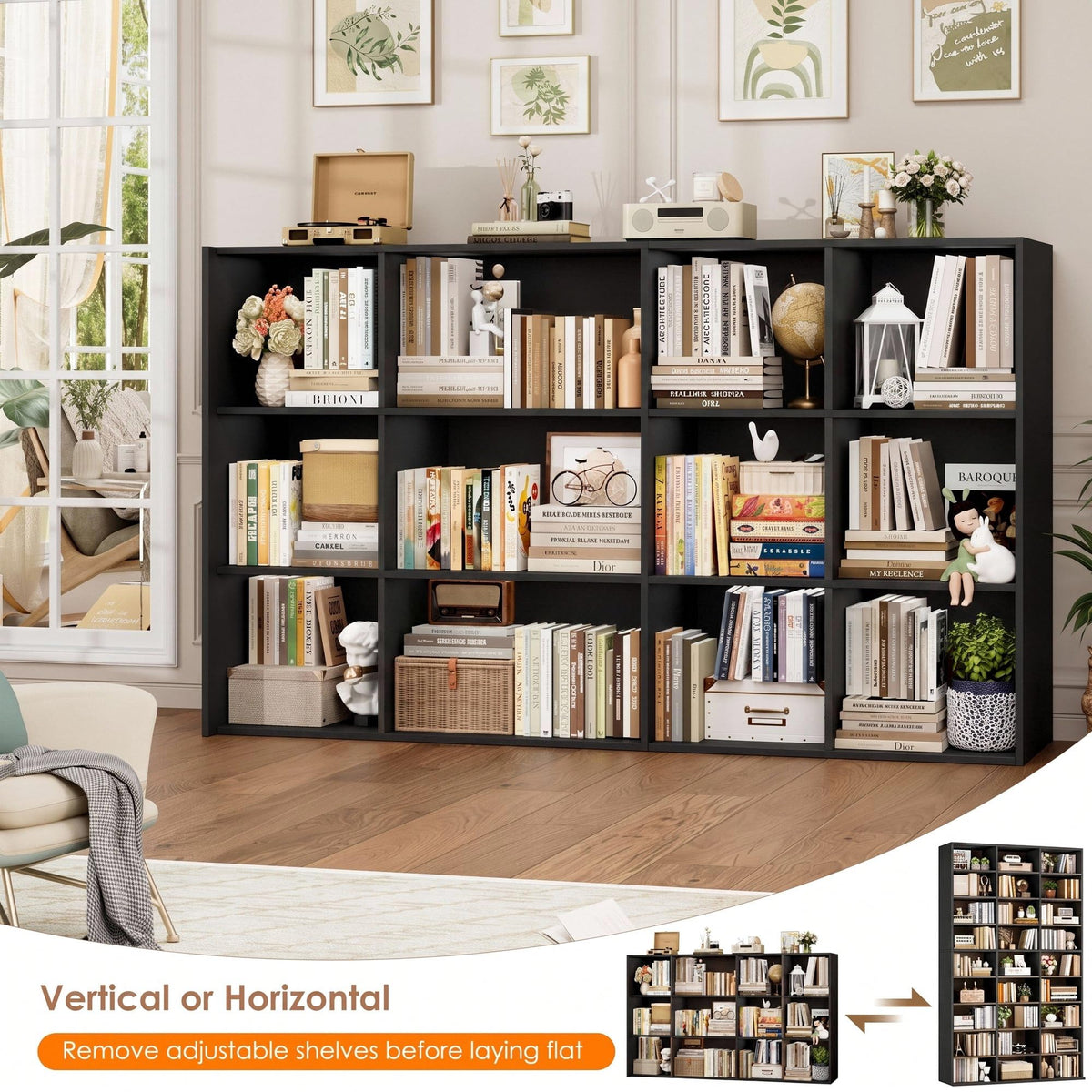 75'' H Black 27 Cube Bookshelf N574969