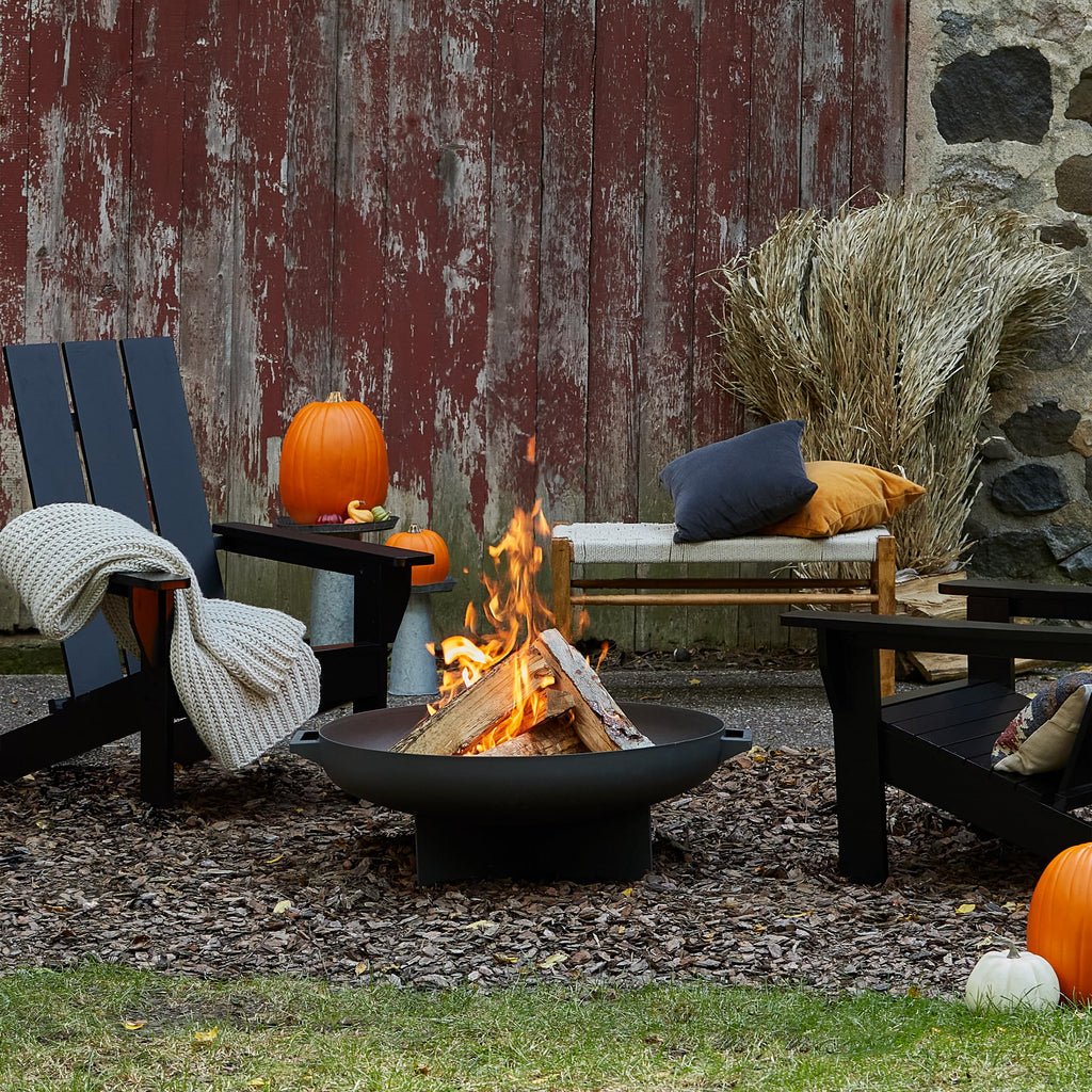 36” Round Wood Burning Steel Fire Pit with Spark Screen, Poker, Log Grate and Storage Cover I5941